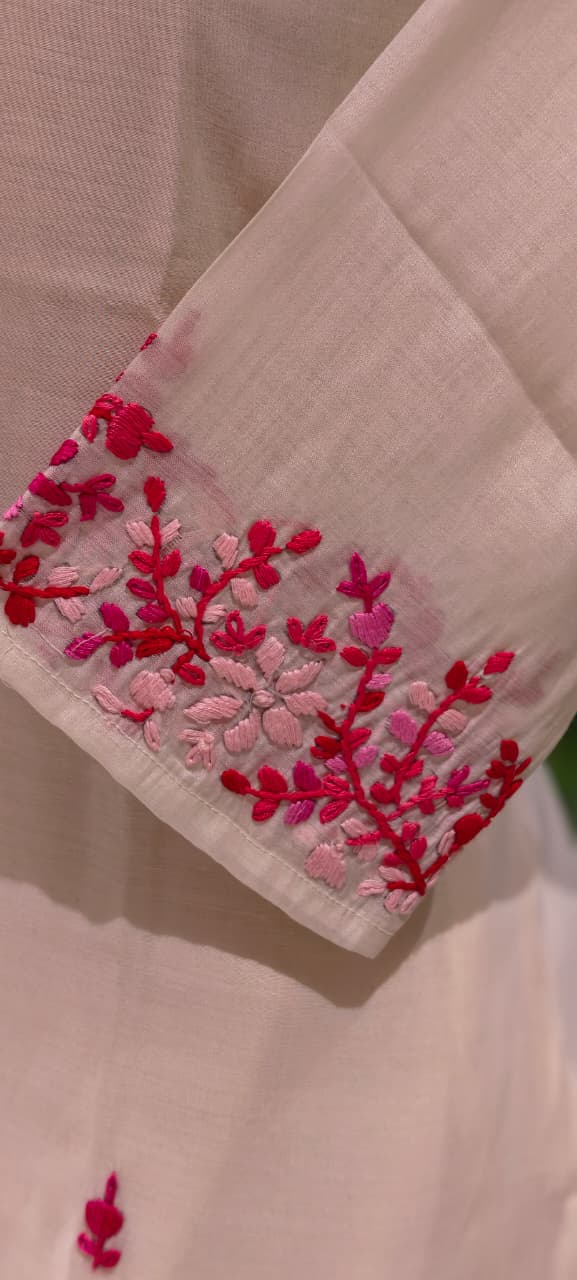 Pure Thraed Embroidery Suttle Full Suit Set With Dupatta In Surat Mul Chanderi Fabric-13592