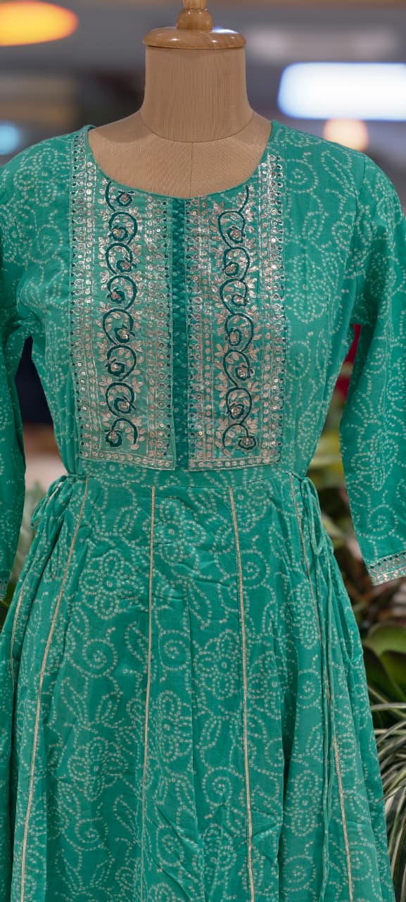 Shimmery Touch Yoke Dotty Day Printed Casual Wear Cotton Gown