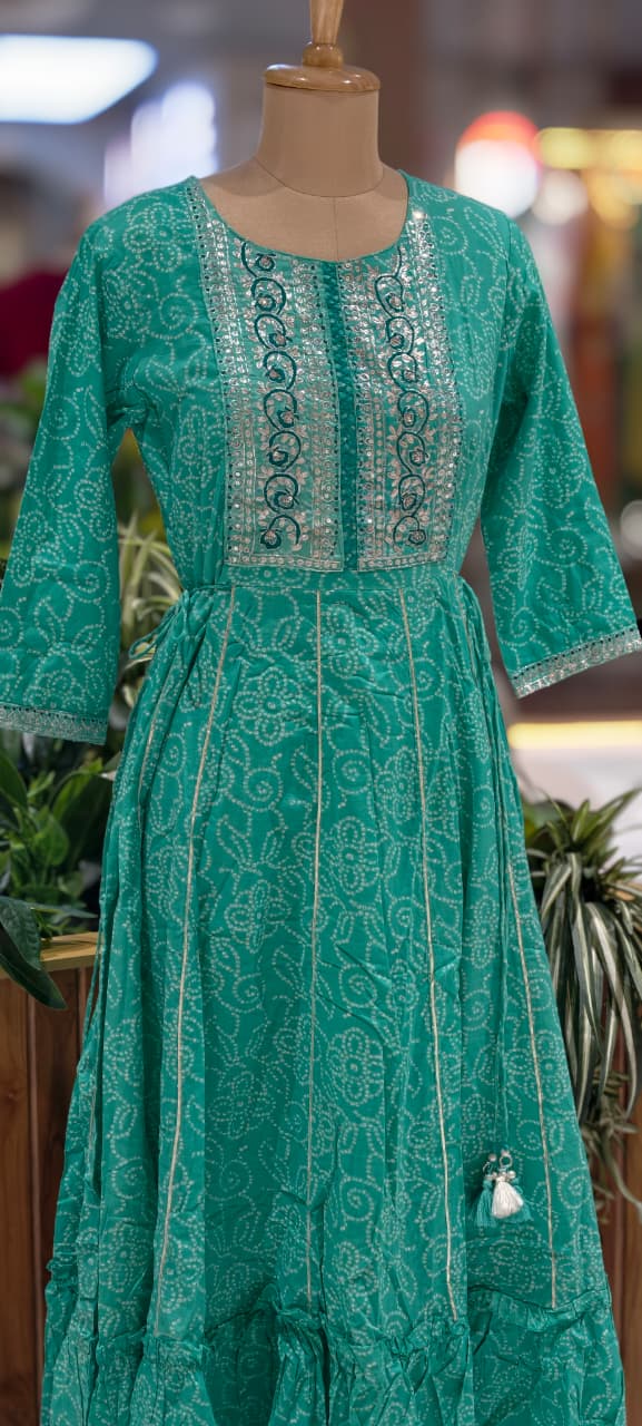 Shimmery Touch Yoke Dotty Day Printed Casual Wear Cotton Gown