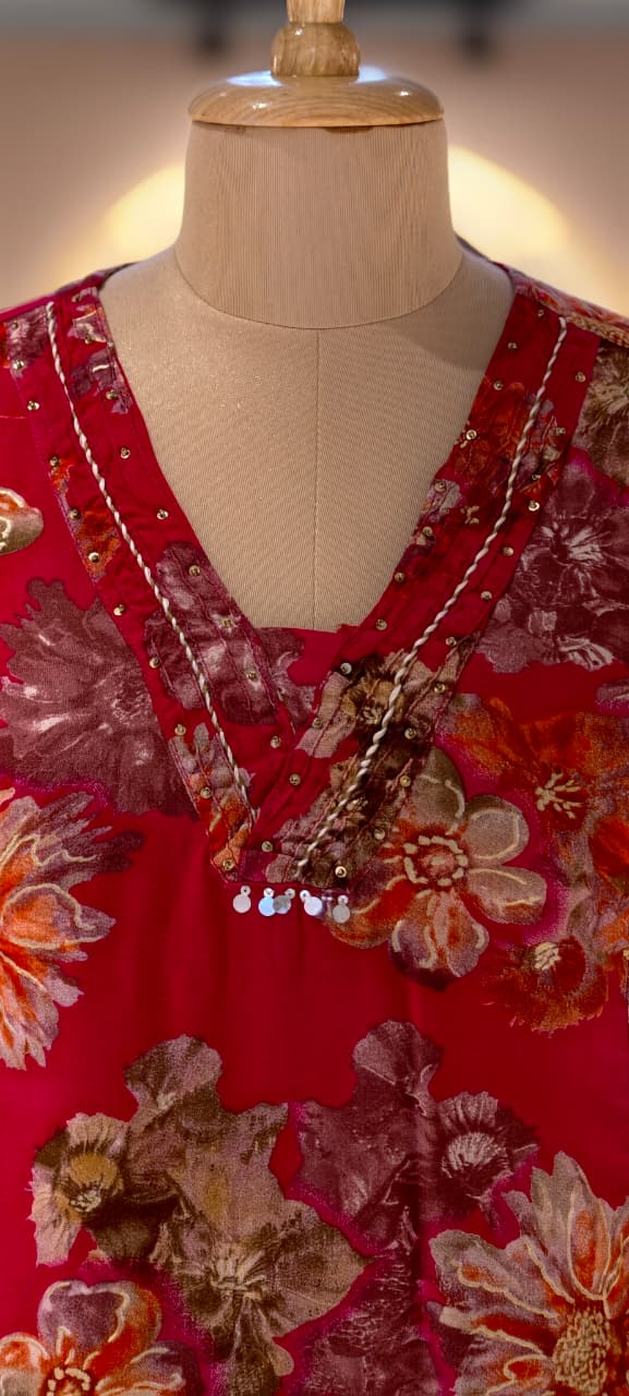 Earthy Bloom Digital Floral Print Vibrant Kurta Pant Set In Cotton Fabric