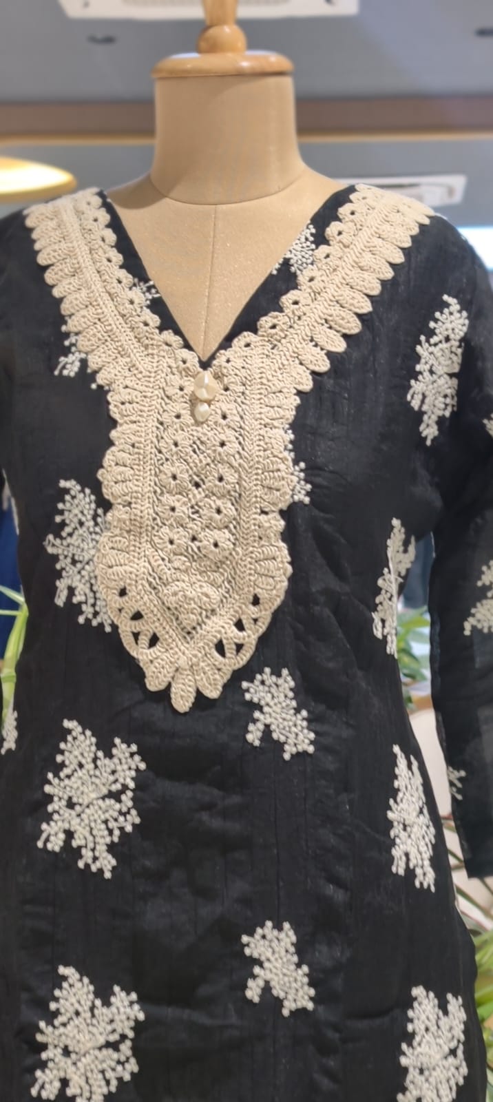 Crochet Lace Detailed Thread-Work Ethnic Ensemble Premium Cotton Full Suit Set With Dupatta-13685 RB131