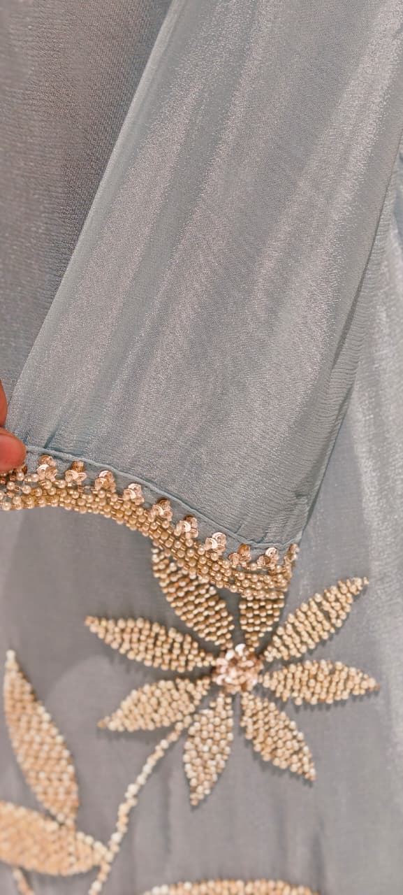 Silver Cut Dana Pastel Elegance Leafy Embroidered Festive Wear Chinon Full Suit Set With Dupatta- 13802