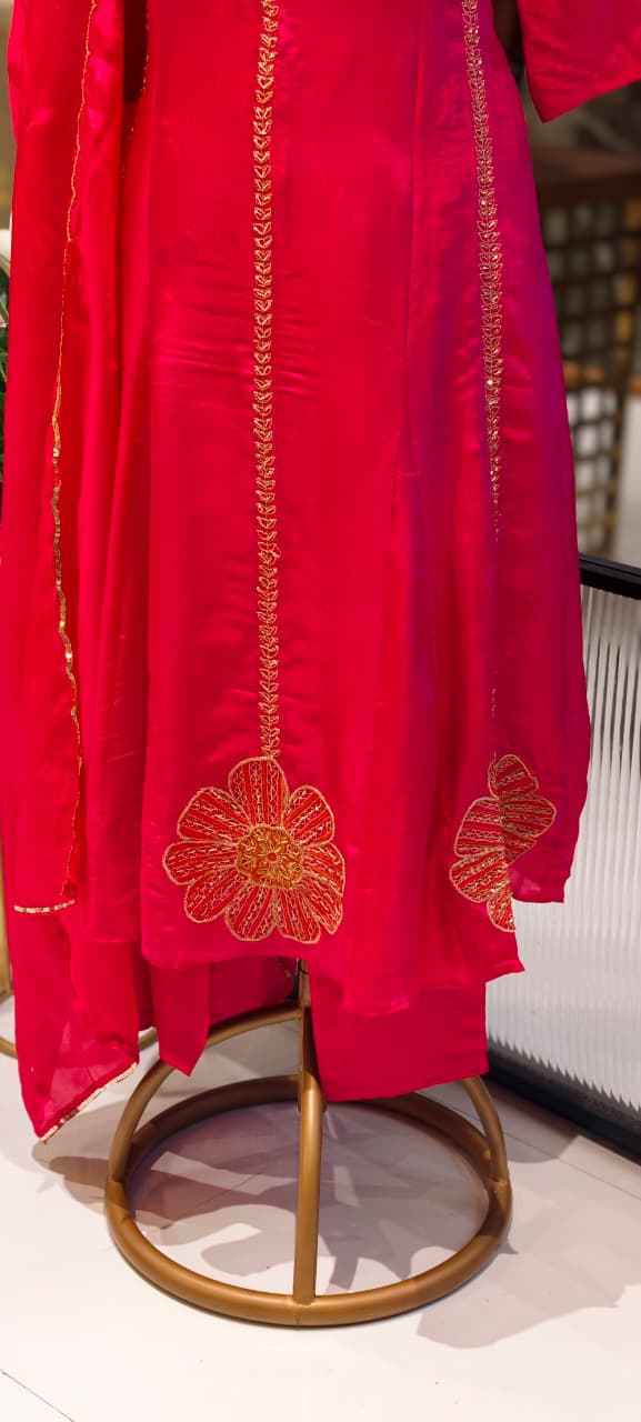 Beautyful Anarkali With Silk Dupatta Set-13784