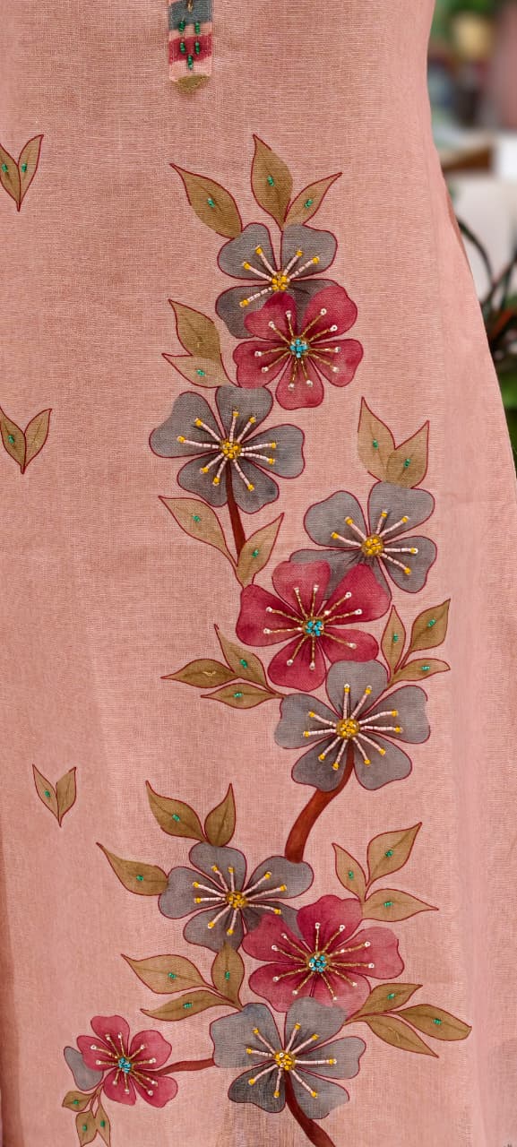 Digital Multicolor Floral Placement Print Jute Cotton Full Suit Set With Dupatta- 13791