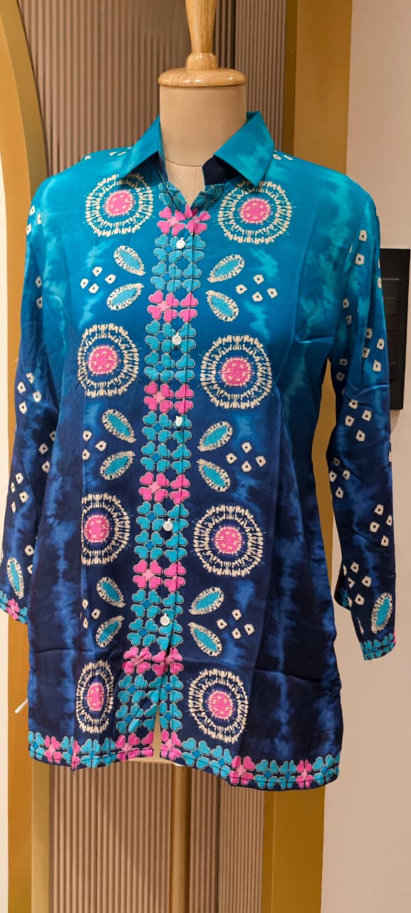 Floral Glance Tickled Printed Summer Wear Slub cotton Shirt Only-14170