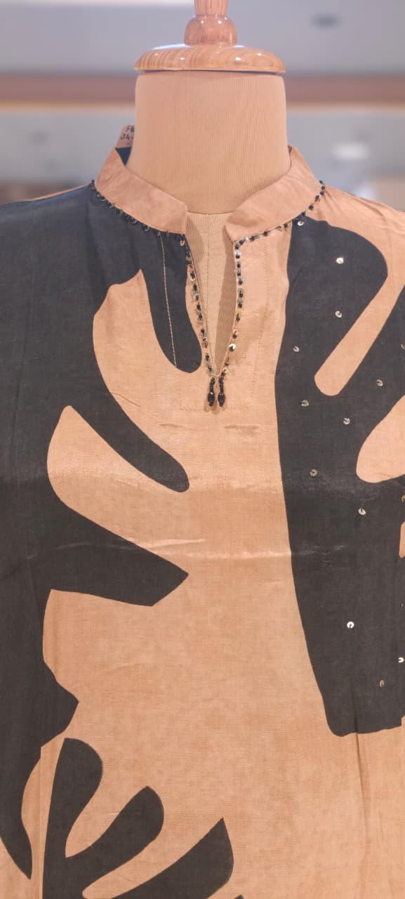 Sophisticated Bloomy Blue Casual Wear Collared Muslin Short Kurti Only-14165 RB165