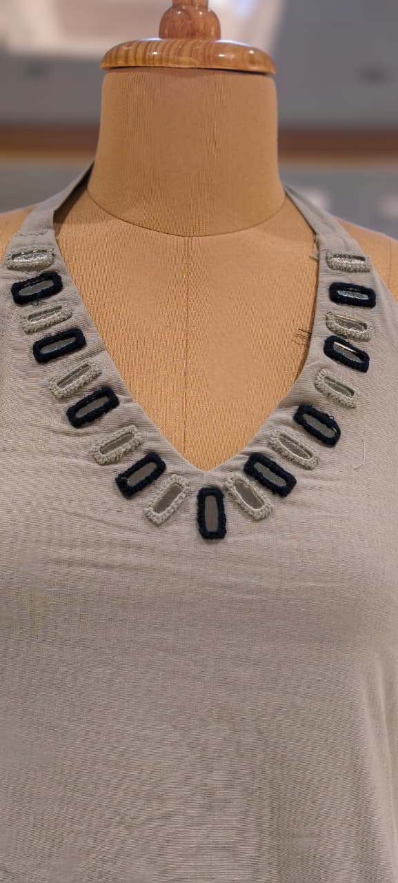 Real Mirror Halter Neckline Summer Friendly Solid Kurta Pant Set In Cotton Fabric- 14177 RB169