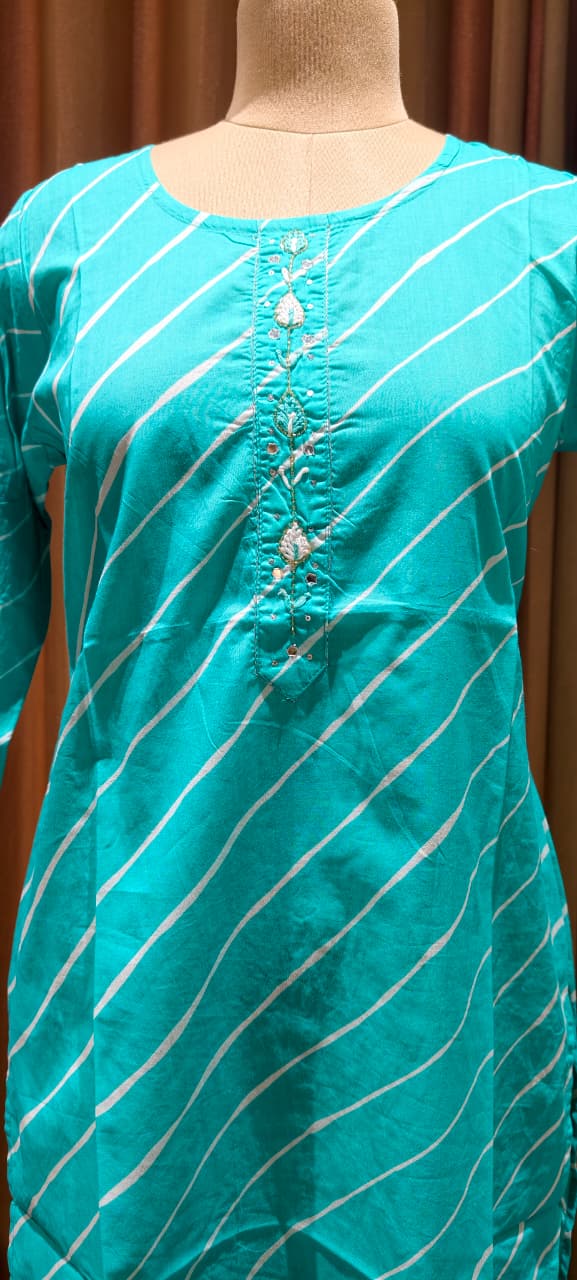 Vibrant Cotton Leheriya Only Print Kurti Embroidered Yoke Detailing-14264 RB186