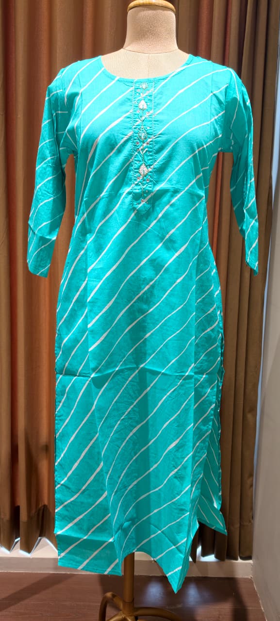 Vibrant Cotton Leheriya Only Print Kurti Embroidered Yoke Detailing-14264 RB186