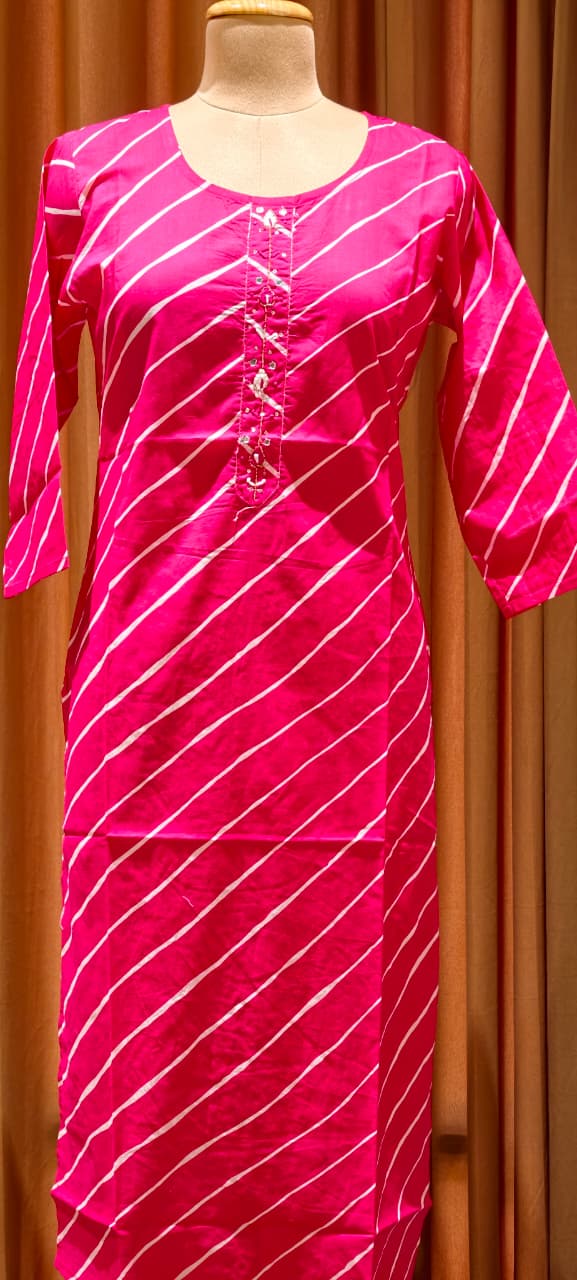 Vibrant Cotton Leheriya Only Print Kurti Embroidered Yoke Detailing-14264 RB186