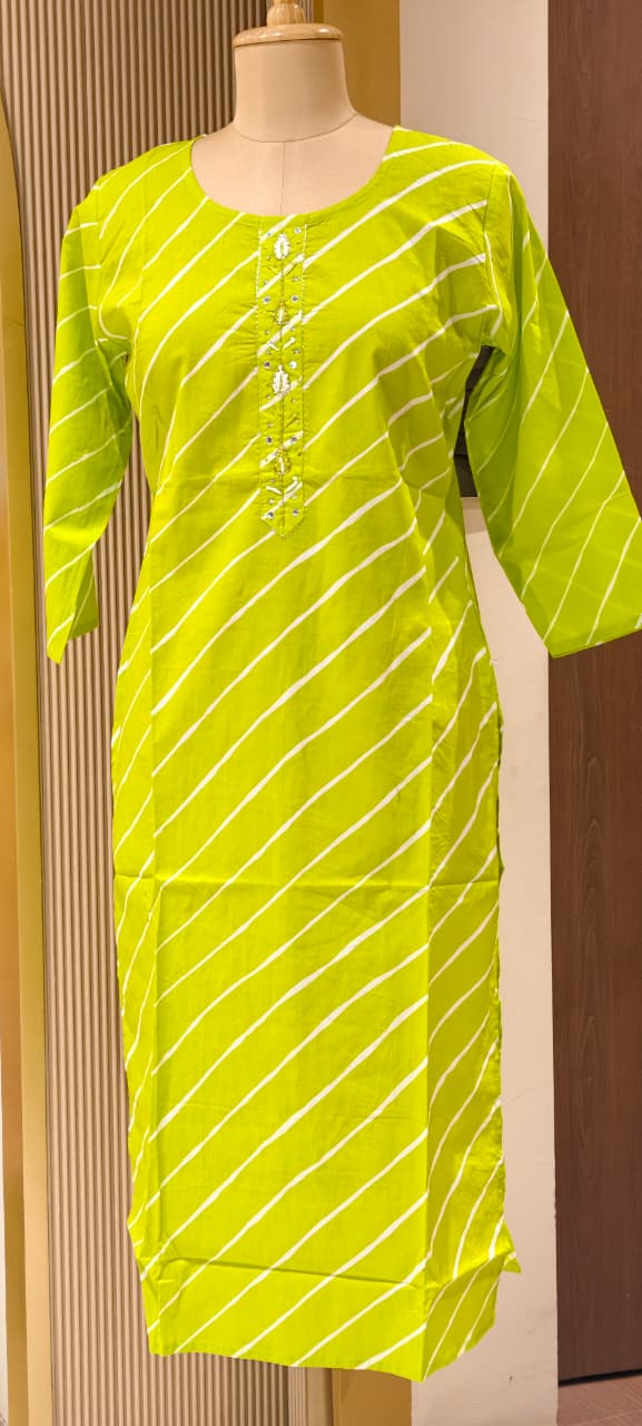 Vibrant Cotton Leheriya Only Print Kurti Embroidered Yoke Detailing-14264 RB186