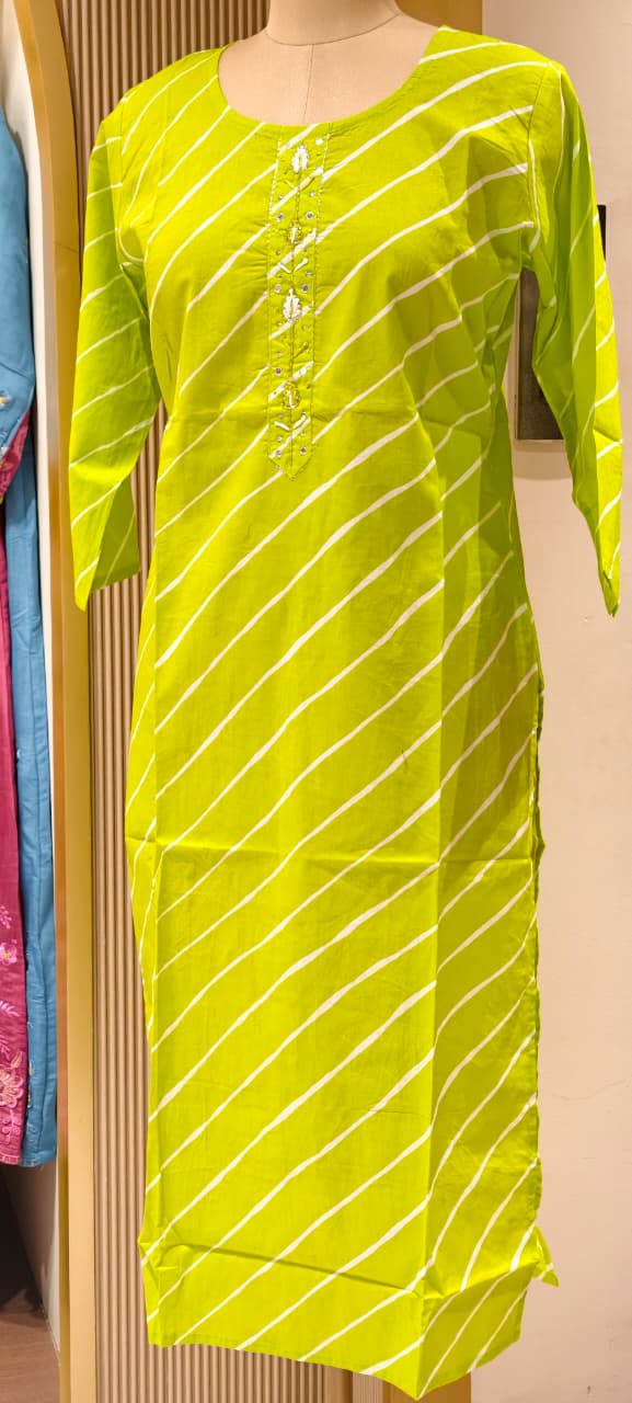 Vibrant Cotton Leheriya Only Print Kurti Embroidered Yoke Detailing-14264 RB186