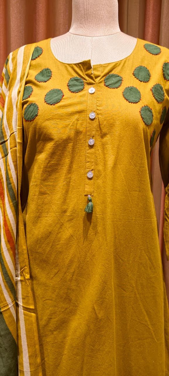 Stylish Cotton Full Suit Collection with Bold Polka Dot Detailing Full Suit Set-14214 RB201