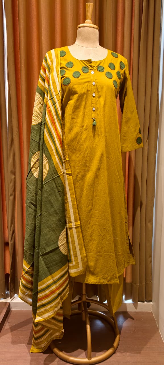 Stylish Cotton Full Suit Collection with Bold Polka Dot Detailing Full Suit Set-14214 RB201