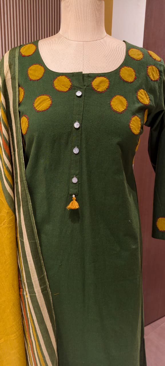 Stylish Cotton Full Suit Collection with Bold Polka Dot Detailing Full Suit Set-14214 RB201