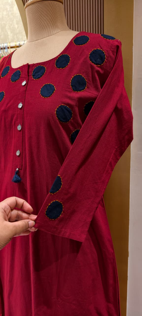 Stylish Cotton Full Suit Collection with Bold Polka Dot Detailing Full Suit Set-14214 RB201