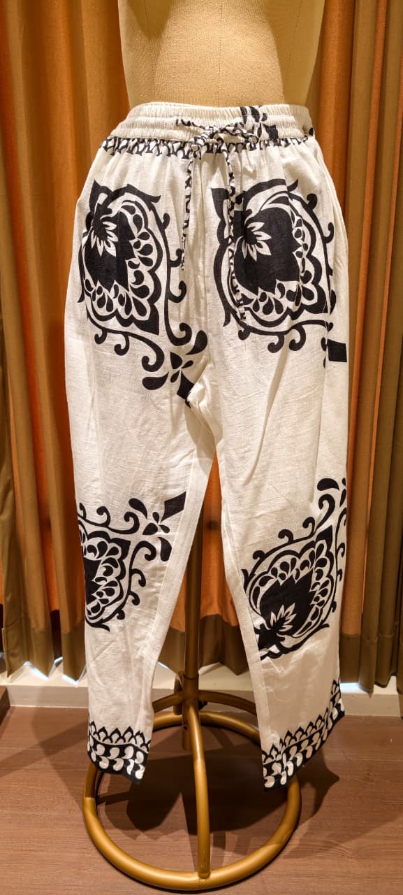 Linear Patterned Motif Summer Wear Collared Long Length Kurta Pant Set In Cotton Fabric-14272 RB190