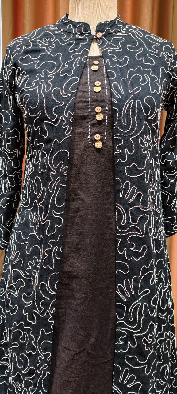 Very Stylish Weavin Thread Embroidered Look Jacket With Kurta Pant Set In Cotton Fabric-14272 RB195