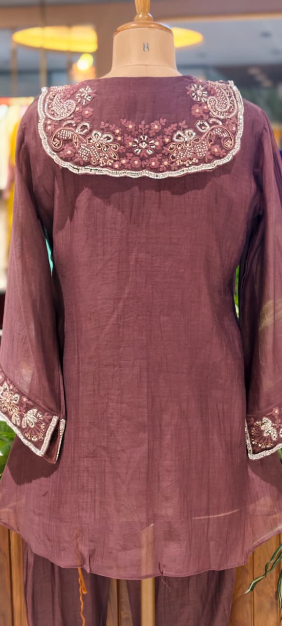 Upsided Unique Cut Jacket Look Mul Chanderi Co-Ord Set-14025