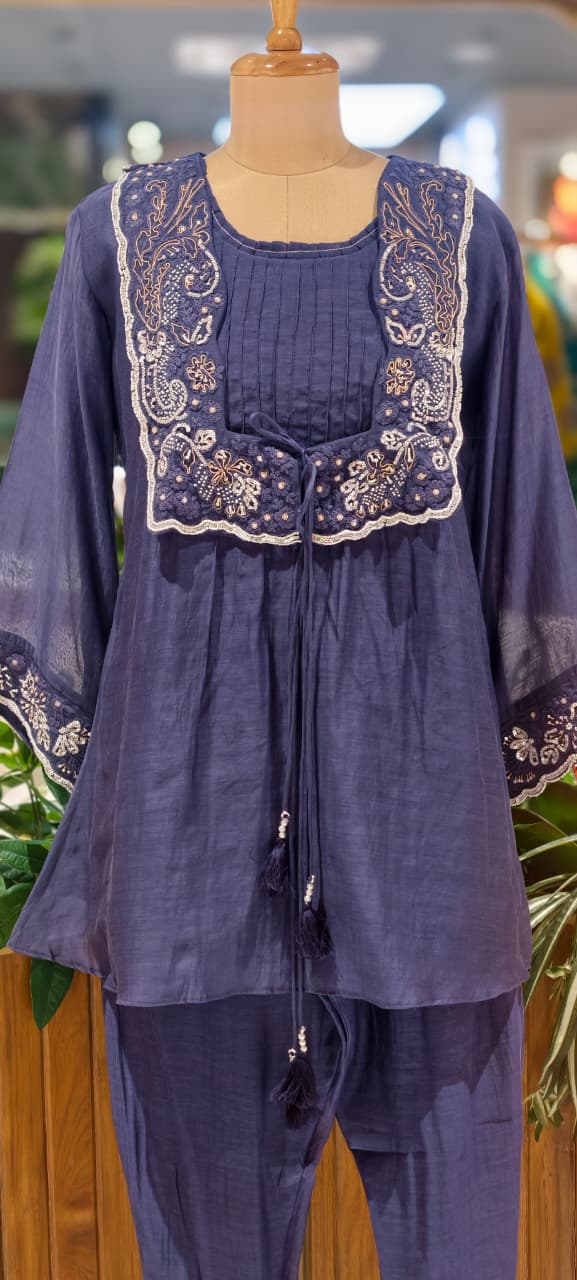 Upsided Unique Cut Jacket Look Mul Chanderi Co-Ord Set-14025