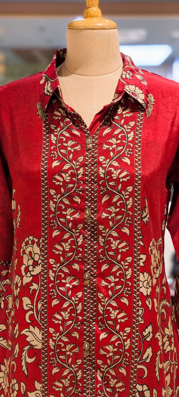 Breathable Premium Floral Placement Print Collared Casual Muslin Shirt-14384 RB245