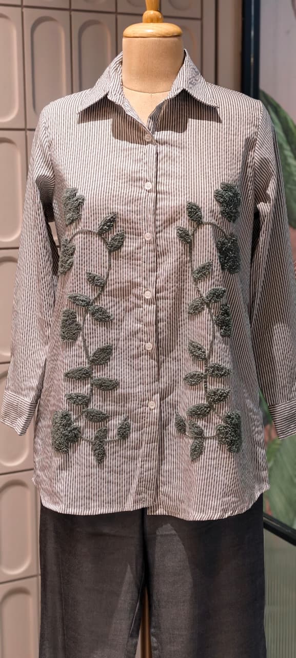 Woven Crochet Look Stunning Striped Summer Friendly Denim Look Co-Ord Set- 14500 RB276