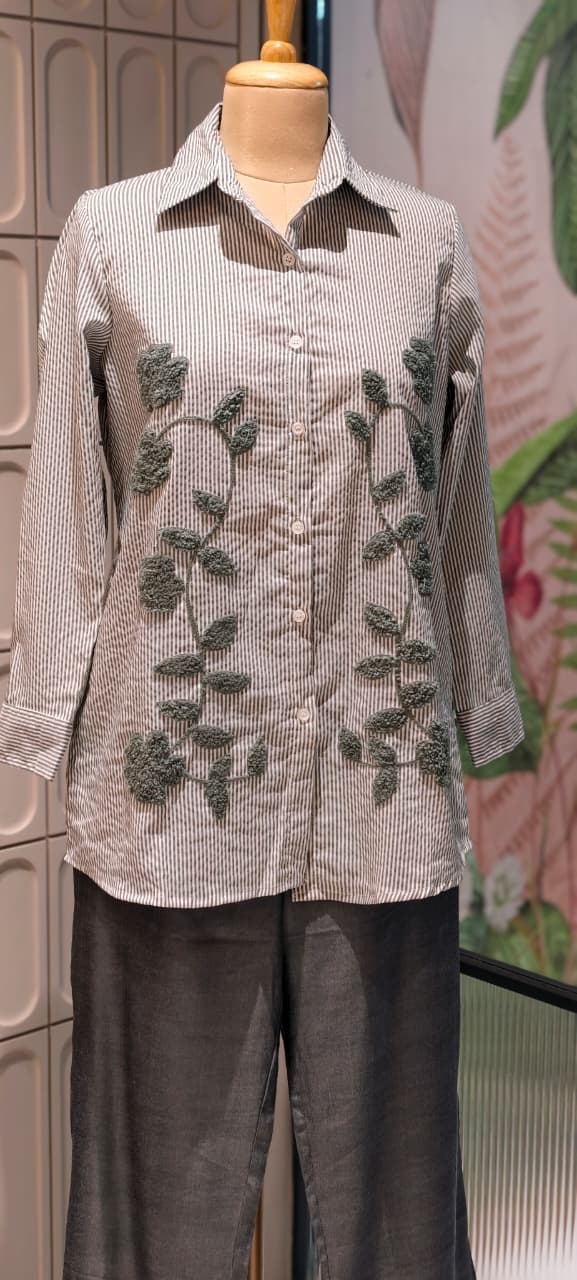 Woven Crochet Look Stunning Striped Summer Friendly Denim Look Co-Ord Set- 14500 RB276