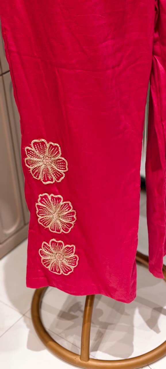 Gulabi Blush Half Phase Floral Embroidered Solid Mul-Cotton Co-Ord Set- 14495 RB285