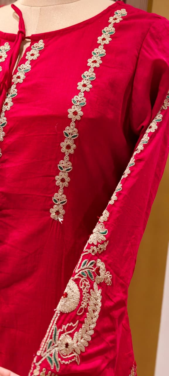 Golden Touch Pure Zardosi Work Embroidery Occasional Wear Mul-Cotton Full Suit Set With Dupatta- 14731 RB389