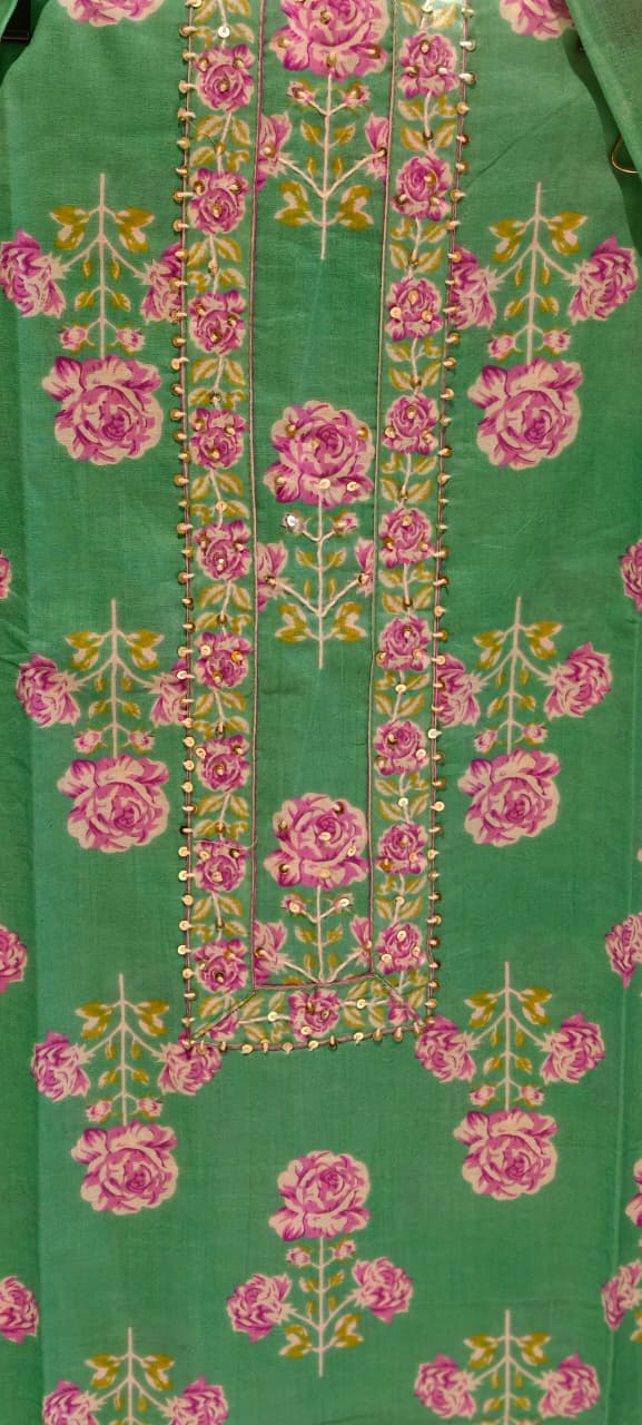 Beautiful Shades Upside Down Floral Print Premium Cotton Unstiched Dull Suit Set With Dupatta- 14378 RB471