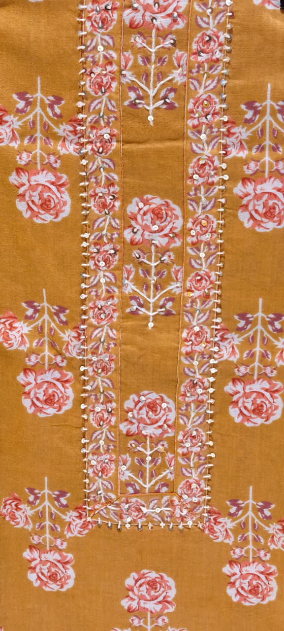 Beautiful Shades Upside Down Floral Print Premium Cotton Unstiched Dull Suit Set With Dupatta- 14378 RB471