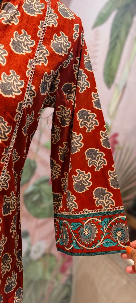 Earthy Floral Block Print Ethnic Cotton Short Length Kurta Full Suit Set With Dupatta- 14861 RB497