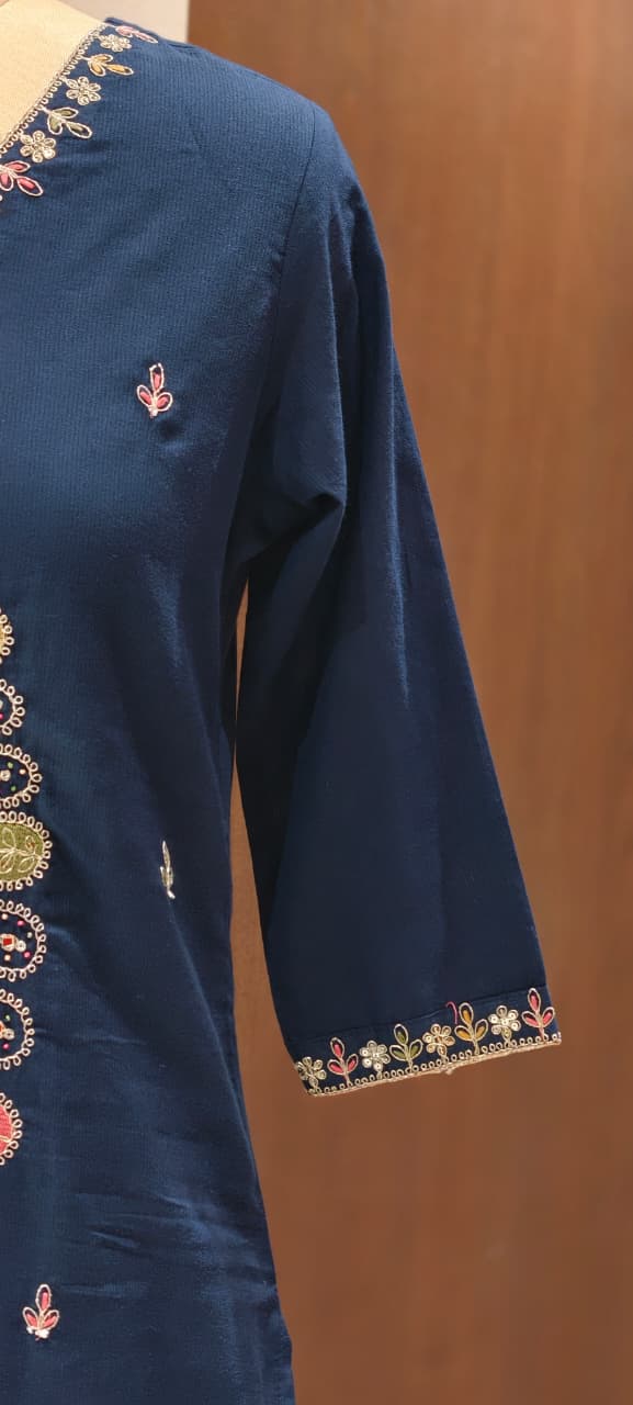 Premium Cotton Straight Full Suit Set with Statement Tree-of-Life Embroidery & Tassel Dupatta- 14895 (Dispatching From Monday)