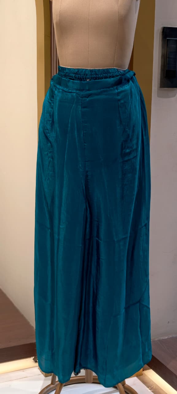 Premium Crepe Real Mirror Motifs Flowy Short Length Kurta With Palazzo Bottom & Dupatta- 13969