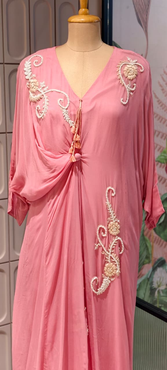 Elegant Cut-Dana Spiral Embroidery Drape Look Indo-Wear One Piece- 14948