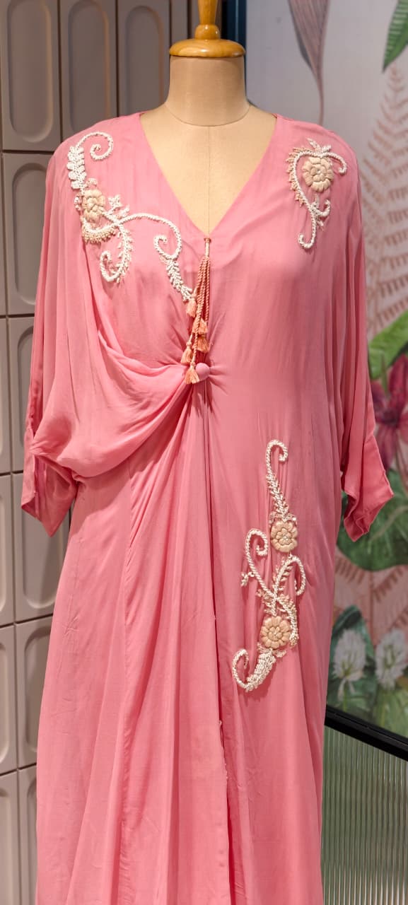 Elegant Cut-Dana Spiral Embroidery Drape Look Indo-Wear One Piece- 14948