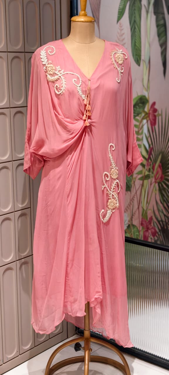 Elegant Cut-Dana Spiral Embroidery Drape Look Indo-Wear One Piece- 14948