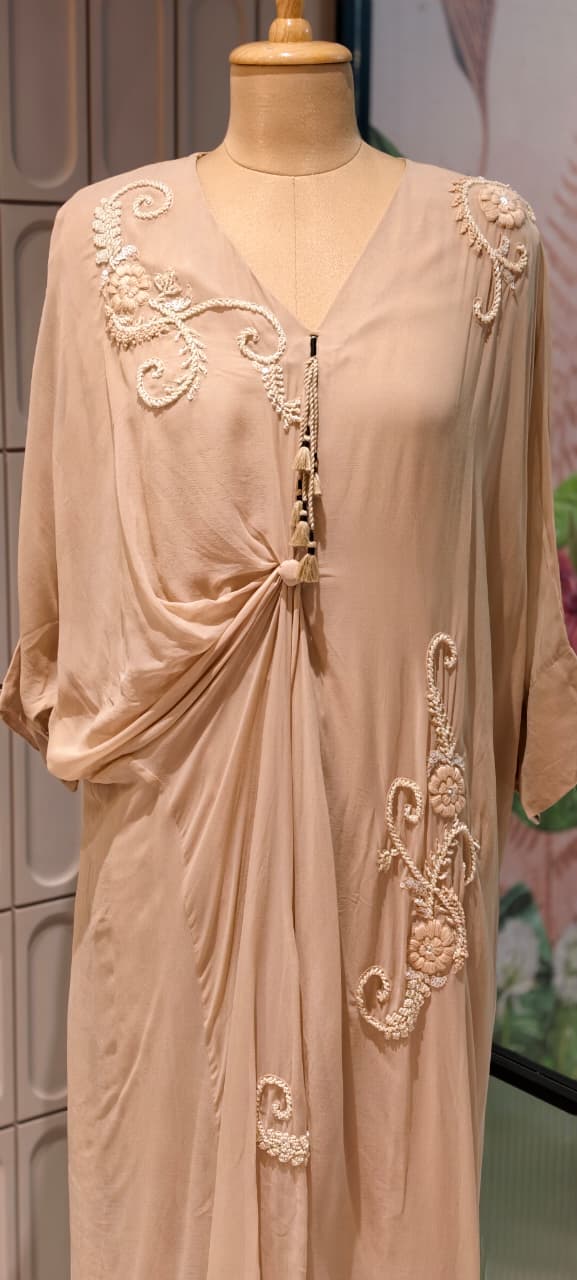 Elegant Cut-Dana Spiral Embroidery Drape Look Indo-Wear One Piece- 14948