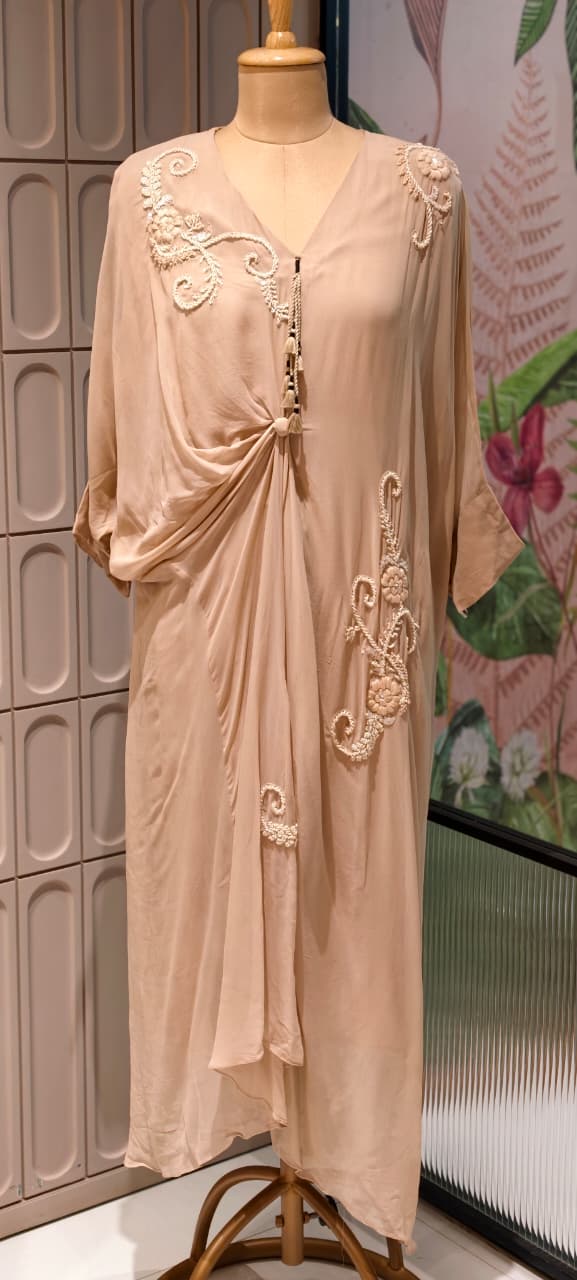 Elegant Cut-Dana Spiral Embroidery Drape Look Indo-Wear One Piece- 14948