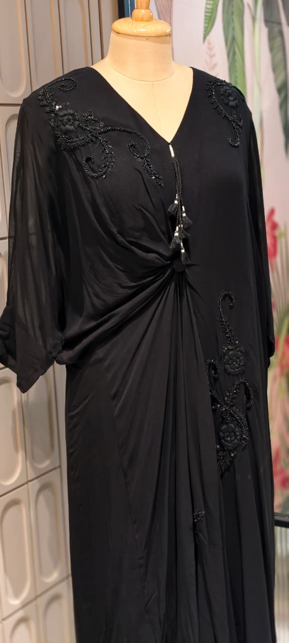 Elegant Cut-Dana Spiral Embroidery Drape Look Indo-Wear One Piece- 14948