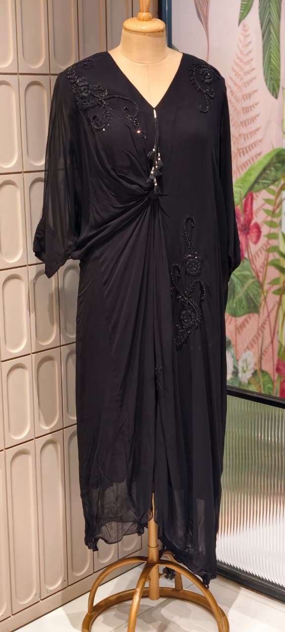 Elegant Cut-Dana Spiral Embroidery Drape Look Indo-Wear One Piece- 14948