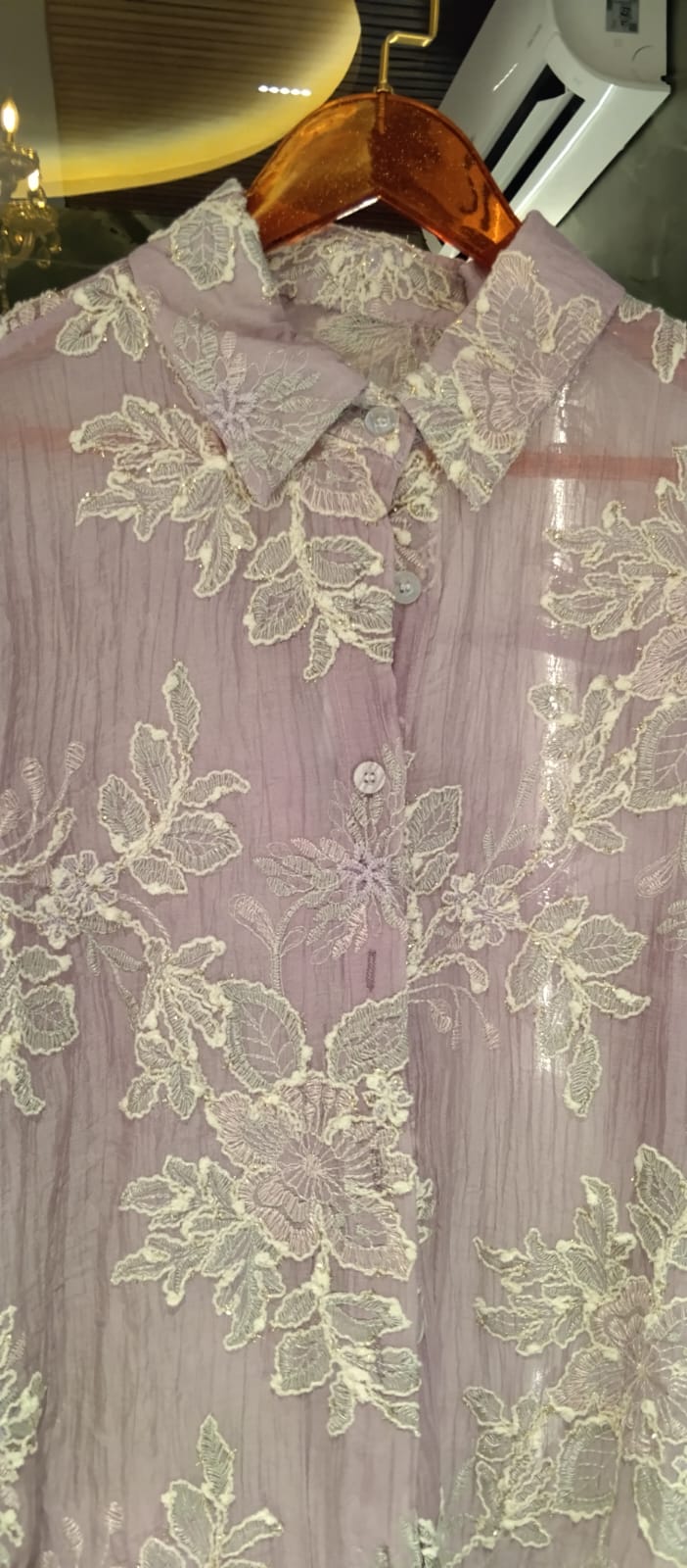 Structured Fine Thread-Work Embroidered Imported Westren Top- 15069