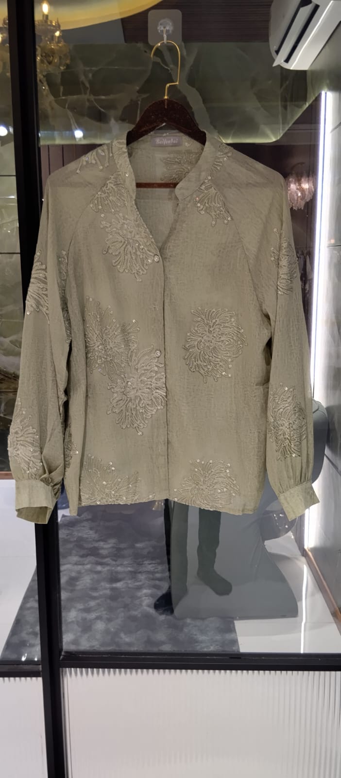 Premium Floral Sequined Mandarin-Collar Imported Georgette Western Tunic- 15059