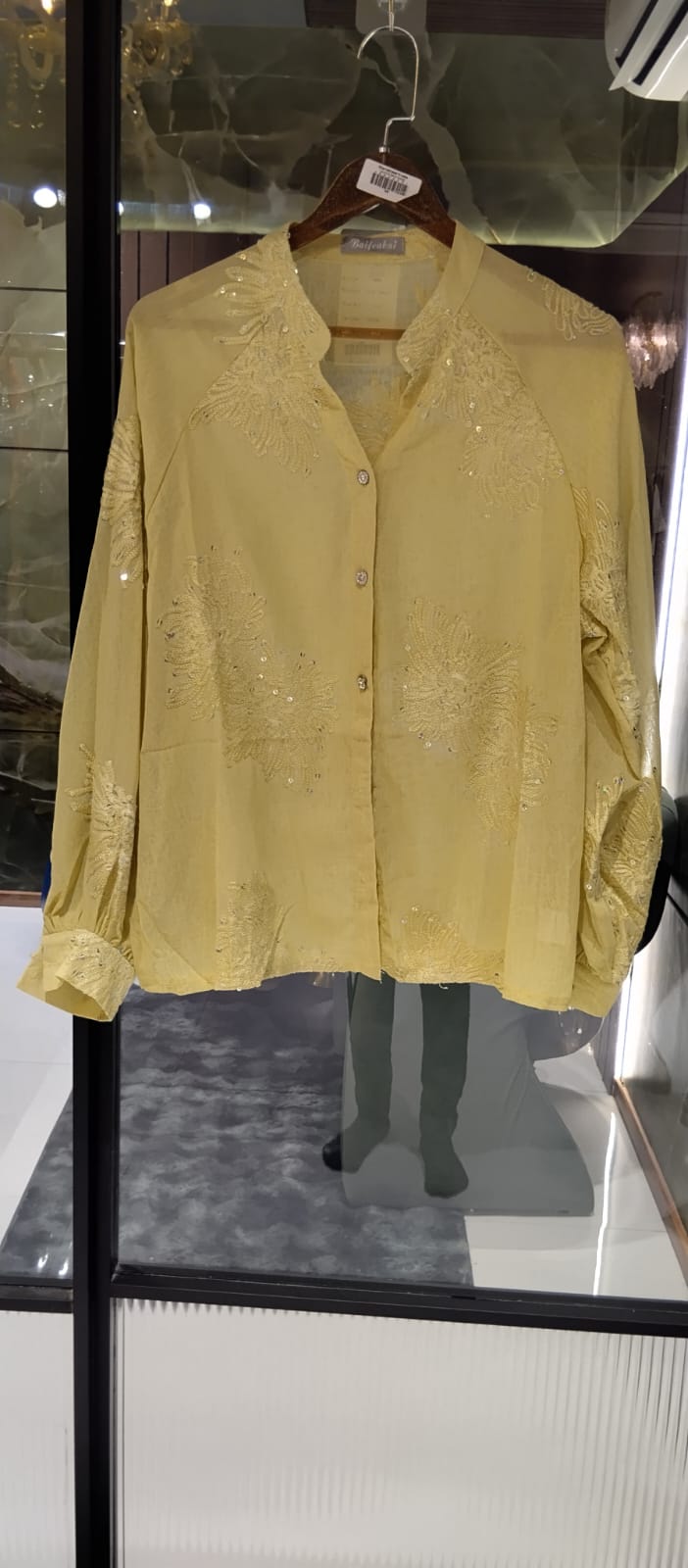 Premium Floral Sequined Mandarin-Collar Imported Georgette Western Tunic- 15059