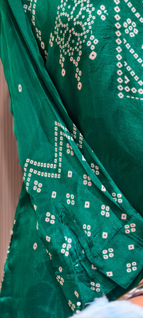 Pure Crepe Collared Bandhani Print Casual Wear Shirt- 14511