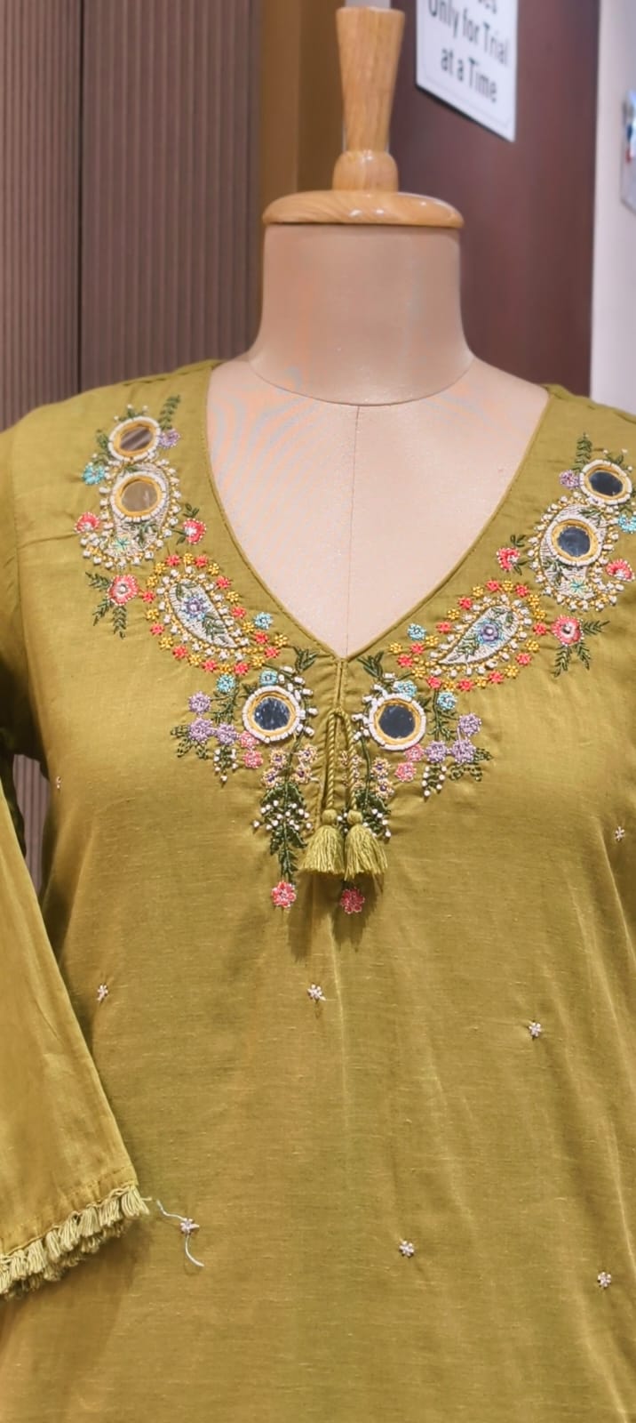 Stylish Mul Cotton A-Line Full Suit Set with Beautiful Mirror Embroidery and Both Side Pockets- 15167