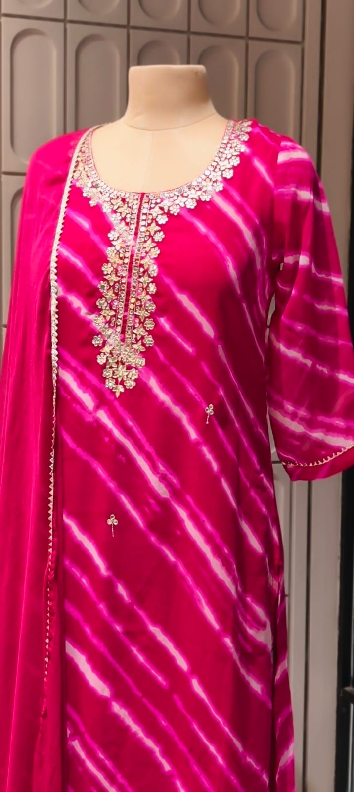 Gotta Touch Traditional Leheriya Pure Soft Georgette Full Suit Set With Dupatta- 15165
