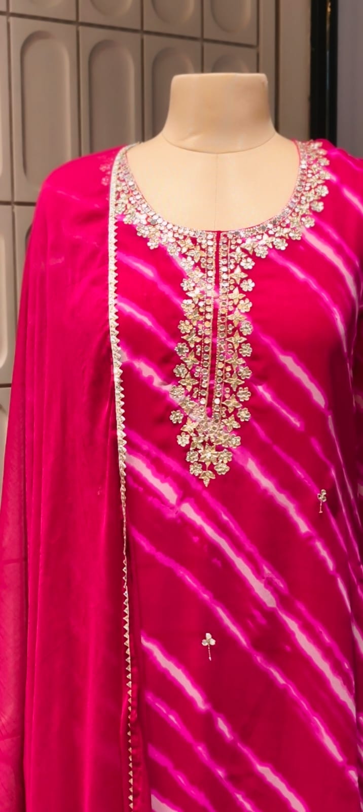 Gotta Touch Traditional Leheriya Pure Soft Georgette Full Suit Set With Dupatta- 15165
