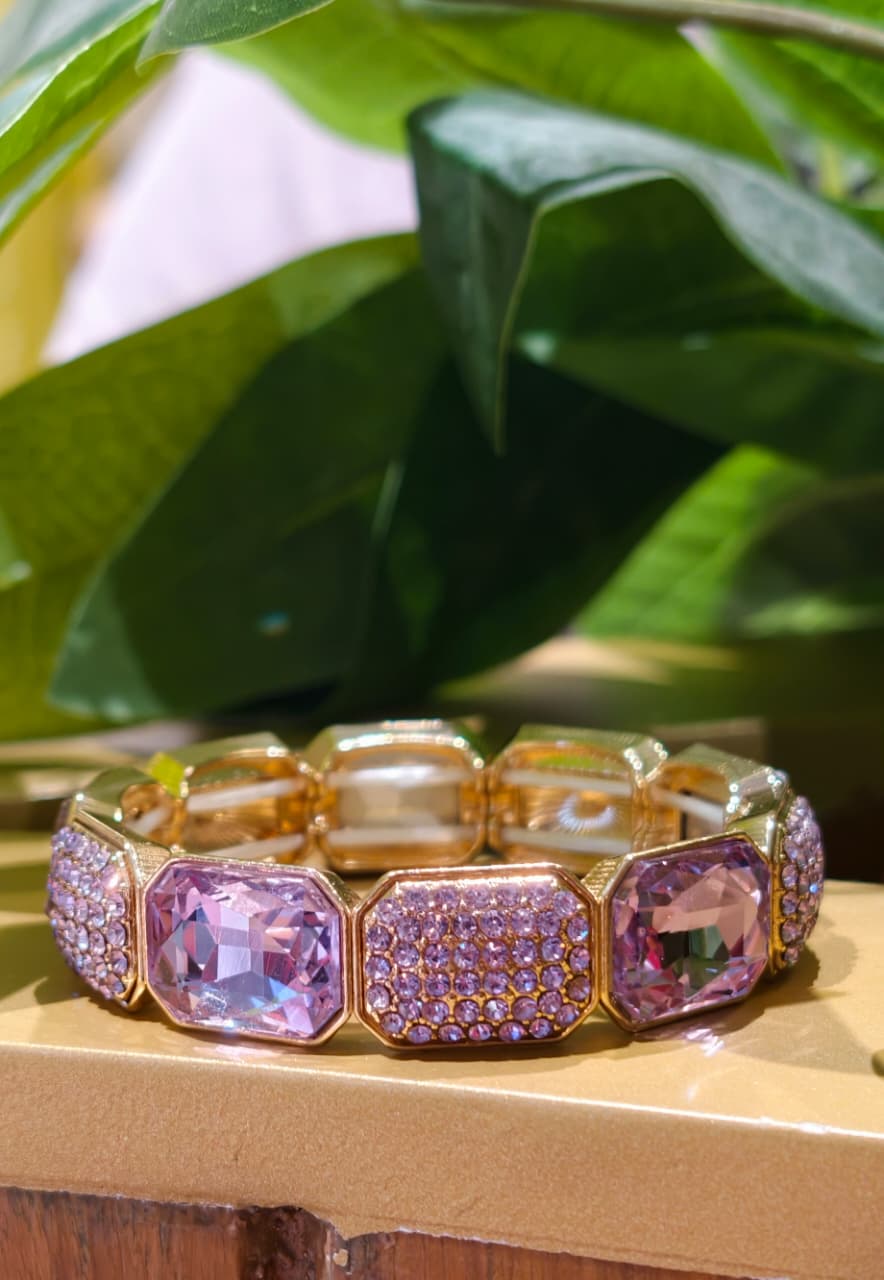 Premium Multicolor Emerald Cut Crystal Stretch Bracelet – Elegant Statement Bracelet