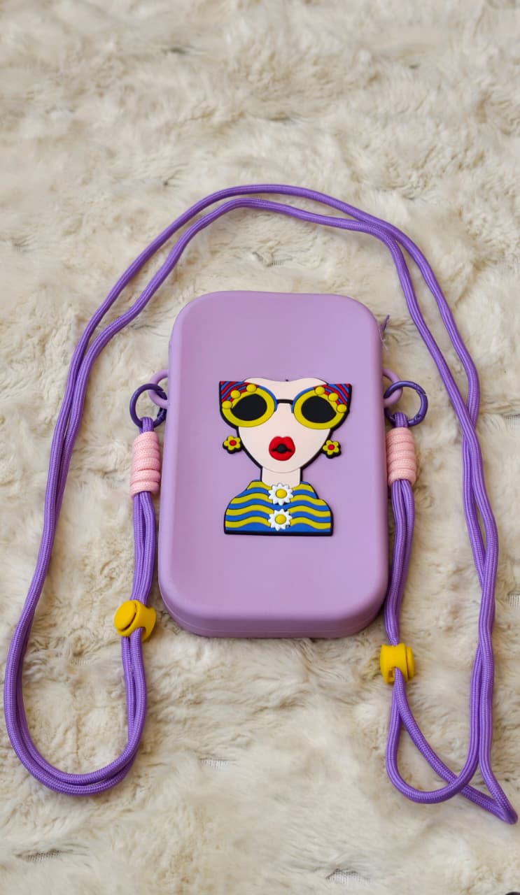 Premium Hard Case Cartoon Girl Mobile Sling Bag with Adjustable Lanyard Strap, Stylish Phone Carry Case for Women